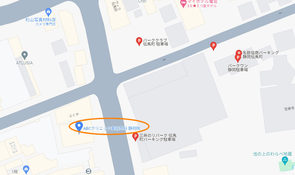 ABCクリニック静岡院の近くの駐車場